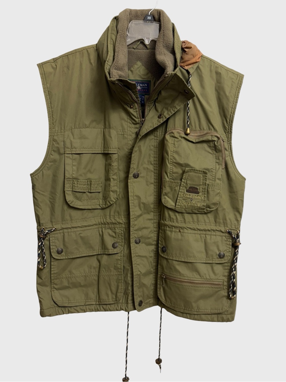 Vintage Coleman Men's Outdoor Tactical Utility Vest XL Army Green Olive Hooded